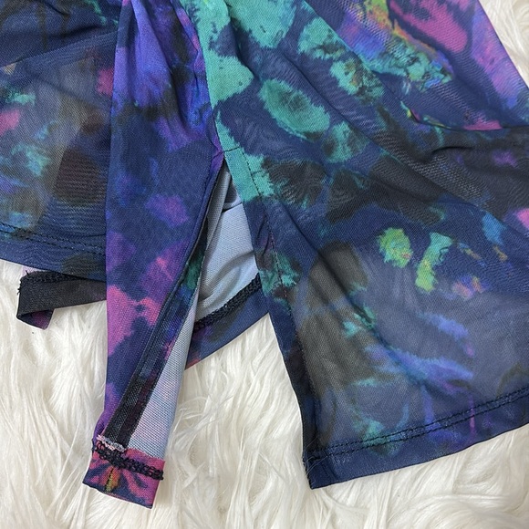 NWT French Connection Tie Dye Multi Color Mesh Button Down Shirt XL - Picture 10 of 10